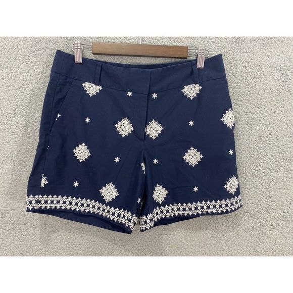 Ann Taylor Pants - Ann Taylor loft womens shorts 6 blue geometric embroidered the riviera short